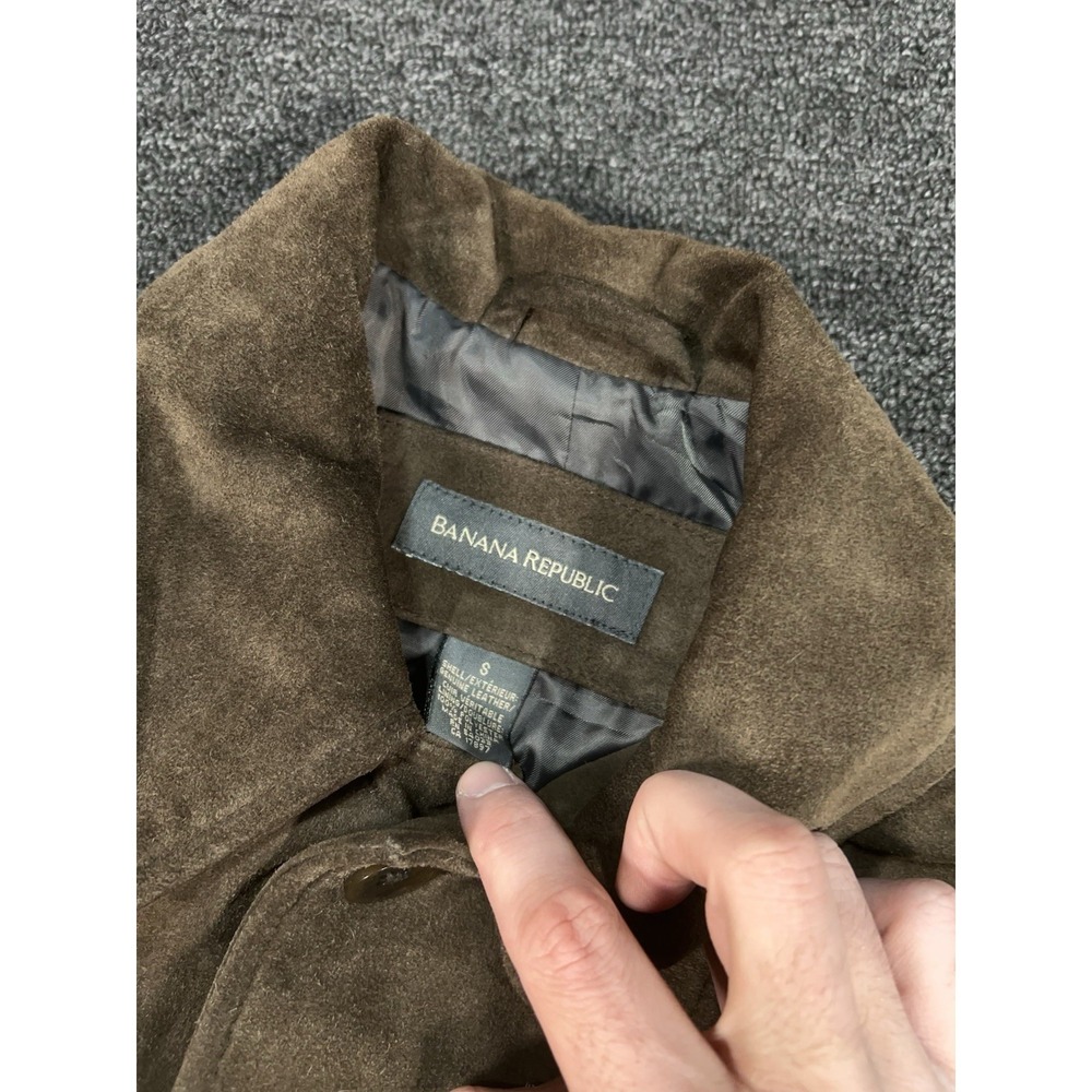 Vintage Banana Republic Brown Heavy Duty Suede Jacket Work Shirt Men's Small - Picture 3 of 7